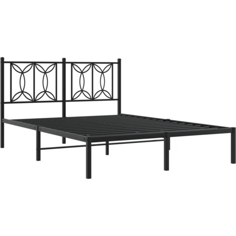 Metal Bed Frame without Mattress with Headboard Black 140x190cm vidaXL (1/5)
