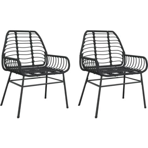 Garden Chairs 2 pcs Black Poly Rattan vidaXL
