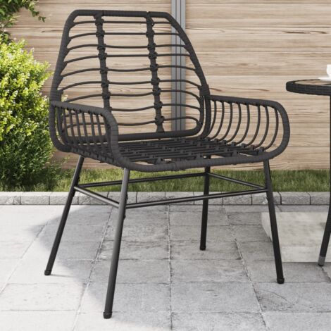 Garden Chairs 2 pcs Black Poly Rattan vidaXL