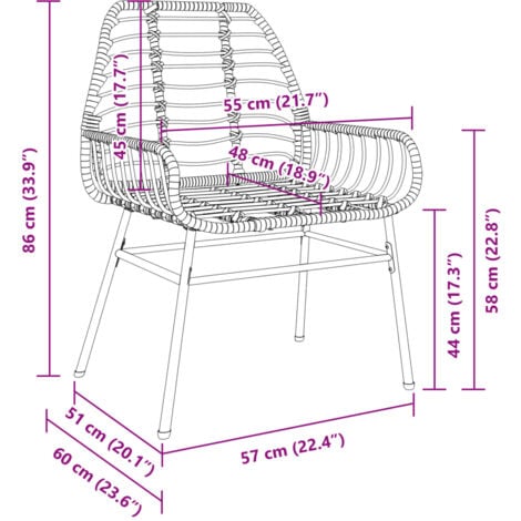 Garden Chairs 2 pcs Black Poly Rattan vidaXL