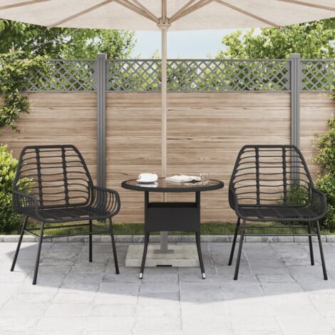 Garden Chairs 2 pcs Black Poly Rattan vidaXL