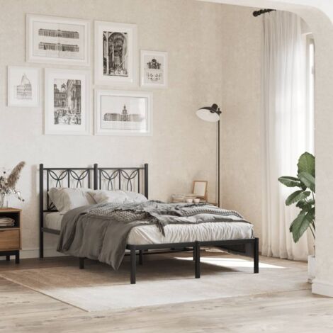 Metal Bed Frame without Mattress with Headboard Black 120x190cm vidaXL (1/5)