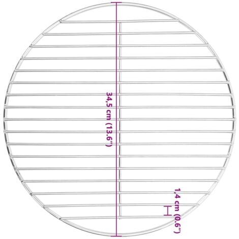 BBQ Grill Grate Round Ø34.5 cm 304 Stainless Steel vidaXL