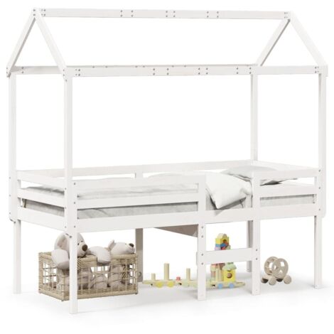 High Sleeper Bed without Mattress White 75x190 cm Small Single Solid Wood Pine vidaXL