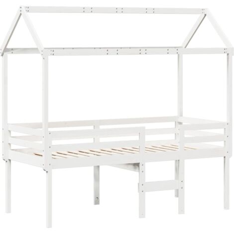 High Sleeper Bed without Mattress White 75x190 cm Small Single Solid Wood Pine vidaXL