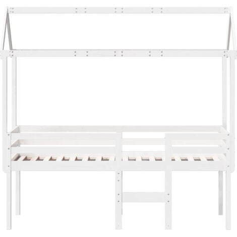 High Sleeper Bed without Mattress White 75x190 cm Small Single Solid Wood Pine vidaXL
