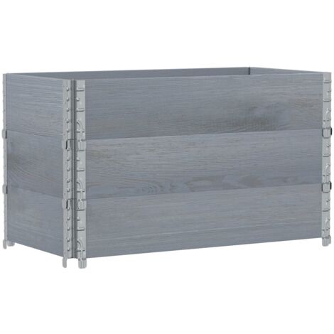 Pallet Collars 3 pcs Grey 100x50 cm Solid Wood Pine vidaXL