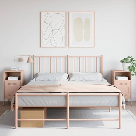 Bedside Cabinets 2 pcs Pink 36x39x68 cm Steel vidaXL (1/5)