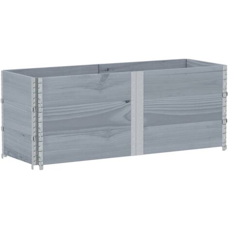 Pallet Collars 3 pcs Grey 150x50 cm Solid Wood Pine vidaXL