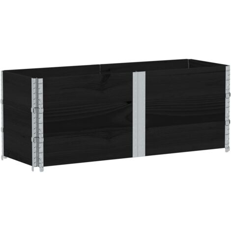 Pallet Collars 3 pcs Black 150x50 cm Solid Wood Pine vidaXL
