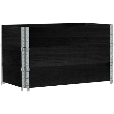 Pallet Collars 3 pcs Black 100x50 cm Solid Wood Pine vidaXL