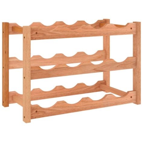 Wine Rack for 12 Bottles Solid Wood Walnut vidaXL