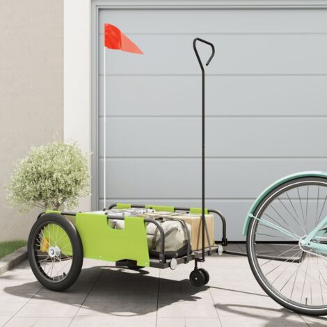 Bike Trailer Green and Black Oxford Fabric and Iron vidaXL