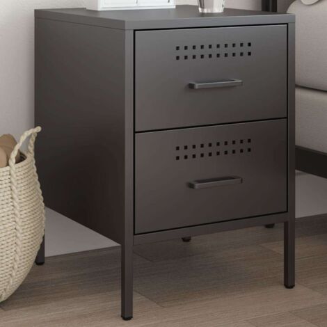 Bedside Cabinet Black 36x39x50.5 cm Steel vidaXL