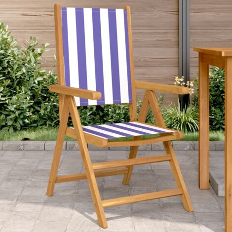 Garden Chairs 2 pcs Blue and White Solid Wood Acacia and Fabric vidaXL (1/5)