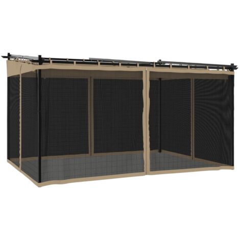 Gazebo with Mesh Walls Taupe 4x3 m Steel vidaXL (1/5)