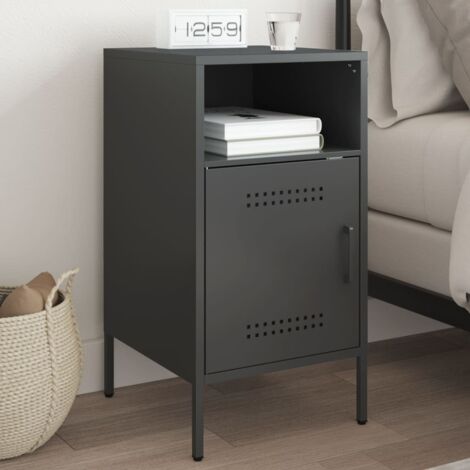 Bedside Cabinet Black 36x39x68 cm Steel vidaXL
