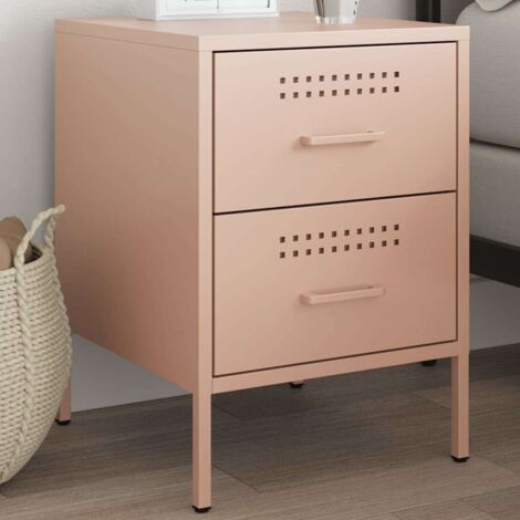 Bedside Cabinet Pink 36x39x50.5 cm Steel vidaXL