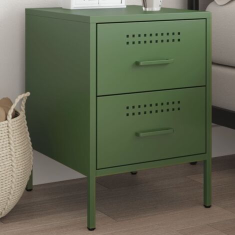 Bedside Cabinet Olive Green 36x39x50.5 cm Steel vidaXL