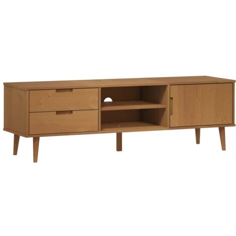 TV Cabinet MOLDE Brown 158x40x49 cm Solid Wood Pine vidaXL (1/5)