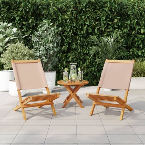 Garden Chairs 2 pcs Taupe Solid Wood Acacia and Fabric vidaXL