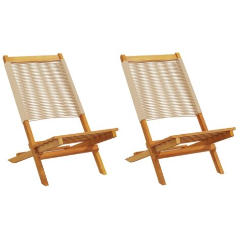 Garden Chairs 2 pcs Beige Solid Wood Acacia and Polypropylene vidaXL (1/5)