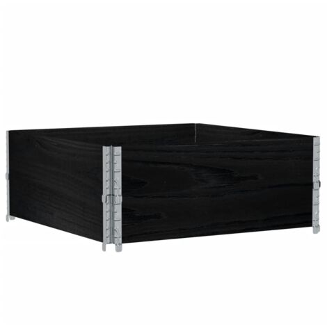 Pallet Collars 2 pcs Black 100x100 cm Solid Wood Pine vidaXL