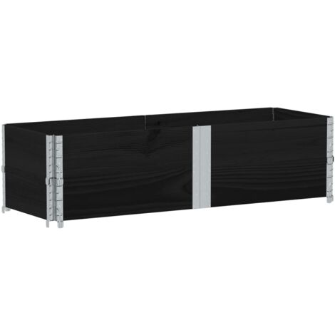 Pallet Collars 2 pcs Black 150x50 cm Solid Wood Pine vidaXL