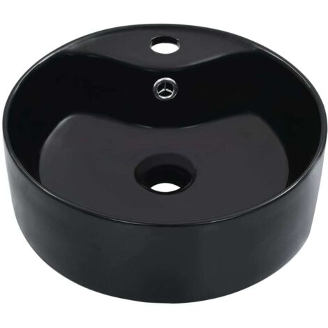 Wash Basin with Overflow 36x13 cm Ceramic Black vidaXL