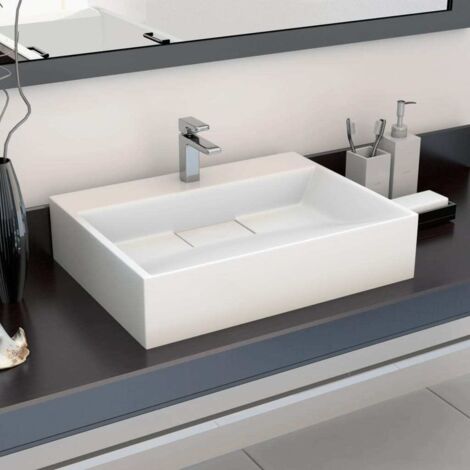 Wash Basin 50x38x13 cm Mineral Cast/Marble Cast White vidaXL