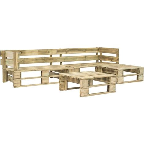vidaXL 4 Piece Garden Lounge Set Pallets Wood - Brown