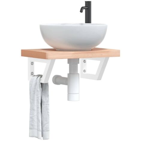 Shelf Brackets for Washbasin 2 pcs White Trapezium Steel vidaXL