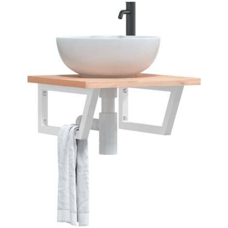 Shelf Brackets for Washbasin 2 pcs White Trapezium Steel vidaXL