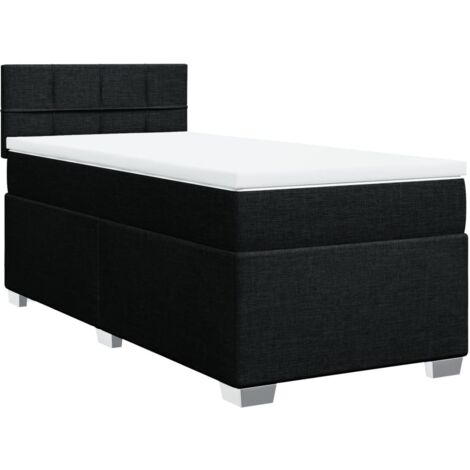 Box Spring Bed with Mattress Black 90x200 cm Fabric vidaXL