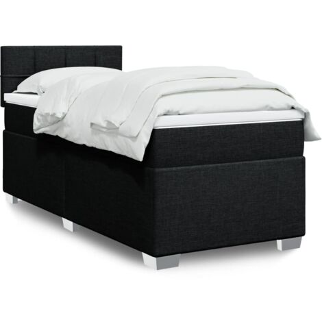 Box Spring Bed with Mattress Black 90x200 cm Fabric vidaXL