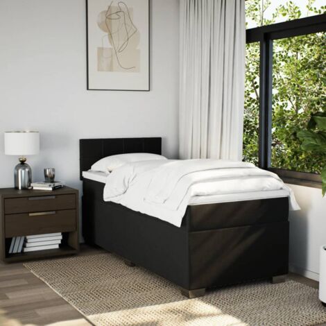 Box Spring Bed with Mattress Black 90x200 cm Fabric vidaXL