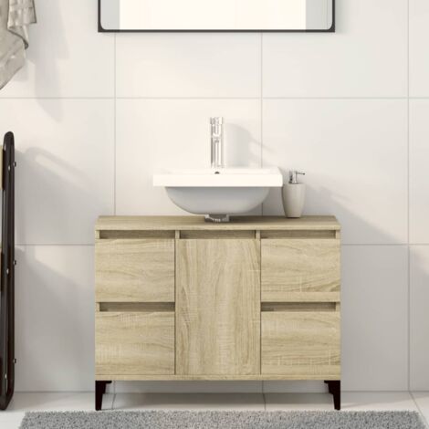 Sink Cabinet Sonoma Oak 80x33x60 cm Engineered Wood vidaXL