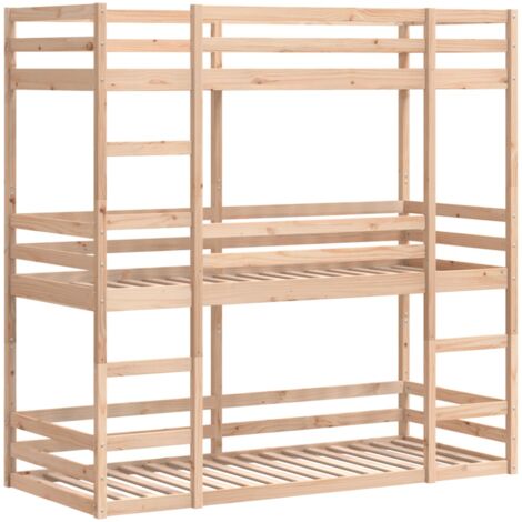 Triple Bunk Bed without Mattress 75x190 cm Small Single Solid Wood Pine vidaXL