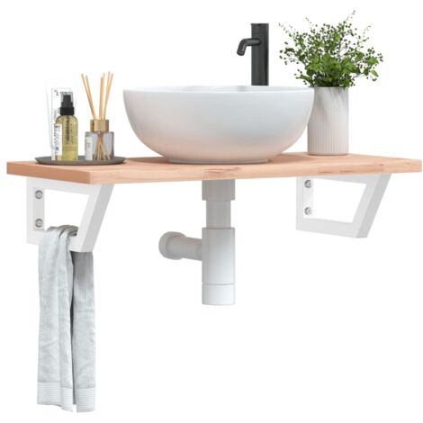 Shelf Brackets for Washbasin 2 pcs White Trapezium Steel vidaXL