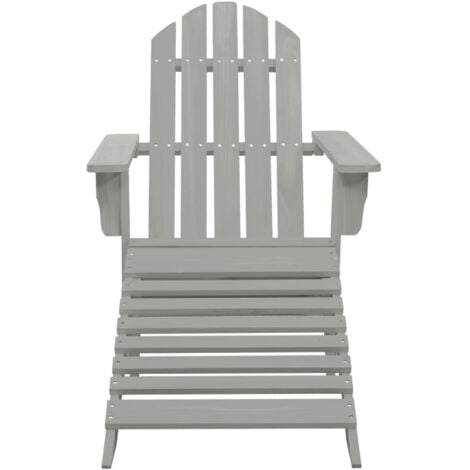 Garden Chair with Ottoman Wood Grey vidaXL