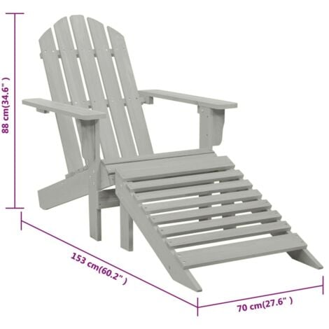 Garden Chair with Ottoman Wood Grey vidaXL