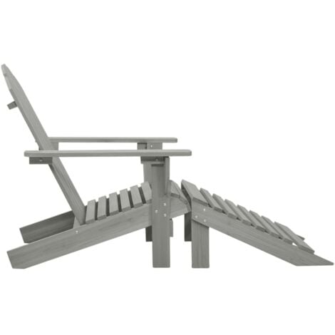 Garden Chair with Ottoman Wood Grey vidaXL