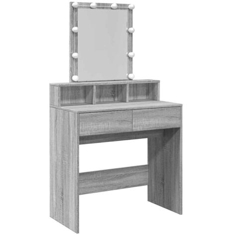 Dressing Table with LED Grey Sonoma 80x41x144.5 cm vidaXL