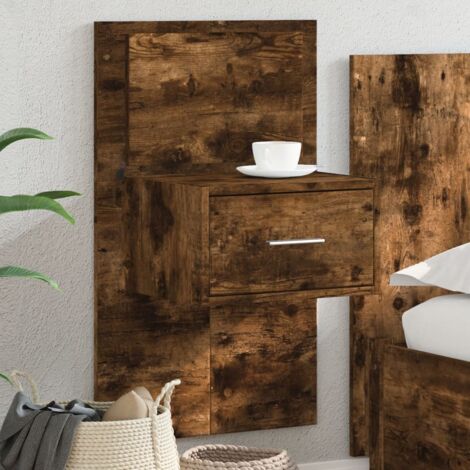 Wall-mounted Bedside Cabinet with LED Lights Smoked Oak vidaXL (1/5)