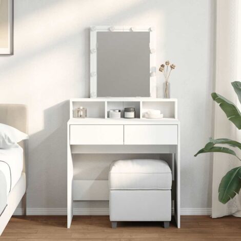 Dressing Table with LED White 80x41x144.5 cm vidaXL