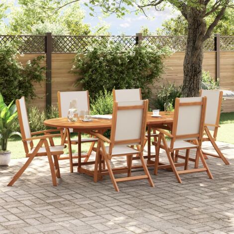 Folding Garden Chairs 6 pcs Solid Wood Acacia and Textilene vidaXL