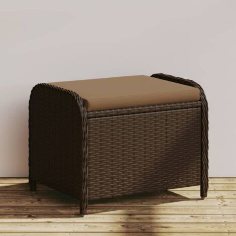 Garden Stool with Cushion Brown 58x46x46 cm Poly Rattan vidaXL (1/5)