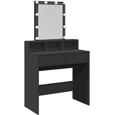 Dressing Table with LED Black 80x41x144.5 cm vidaXL
