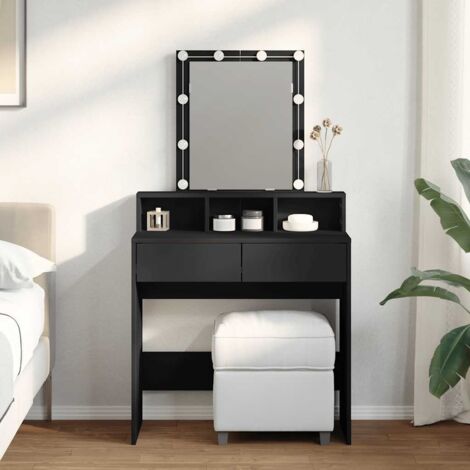 Dressing Table with LED Black 80x41x144.5 cm vidaXL