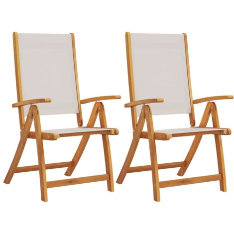 Folding Garden Chairs 2 pcs Solid Wood Acacia and Textilene vidaXL